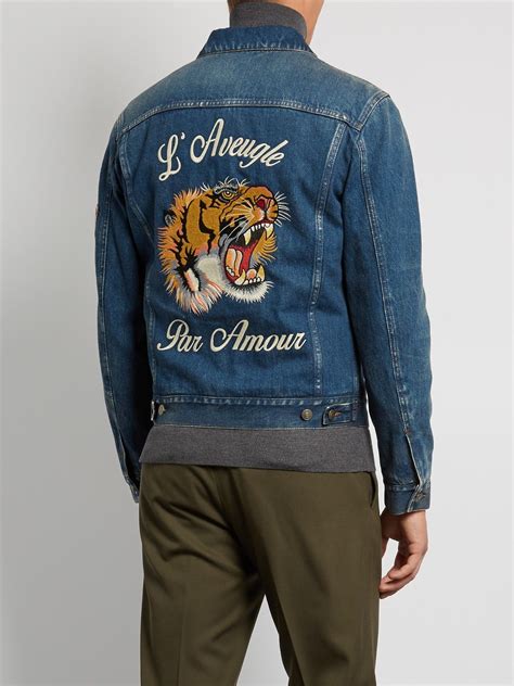 gucci jacket with cat motif|gucci denim jacket tiger.